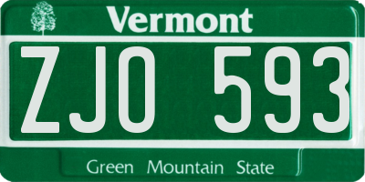 VT license plate ZJO593