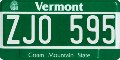 VT license plate ZJO595