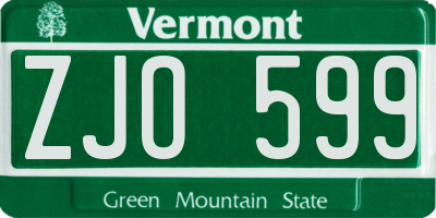 VT license plate ZJO599