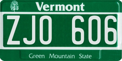 VT license plate ZJO606
