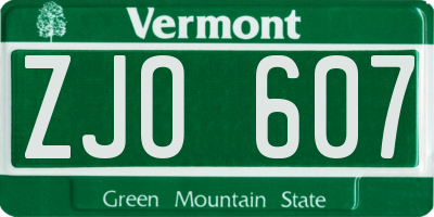 VT license plate ZJO607