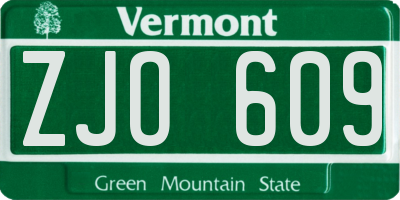 VT license plate ZJO609