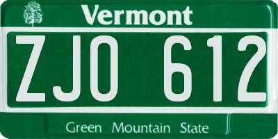VT license plate ZJO612