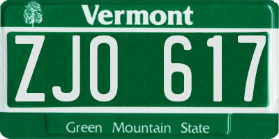VT license plate ZJO617