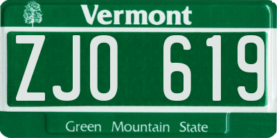 VT license plate ZJO619