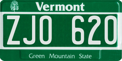 VT license plate ZJO620