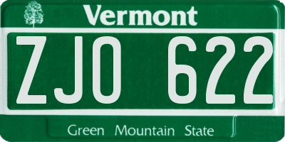 VT license plate ZJO622
