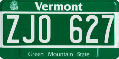 VT license plate ZJO627