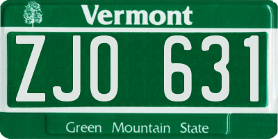 VT license plate ZJO631