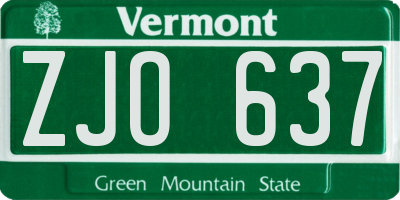 VT license plate ZJO637