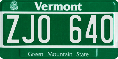 VT license plate ZJO640