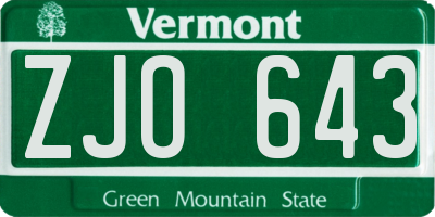 VT license plate ZJO643