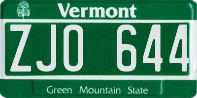 VT license plate ZJO644