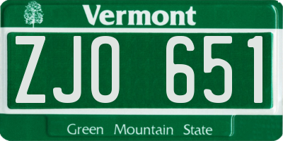 VT license plate ZJO651