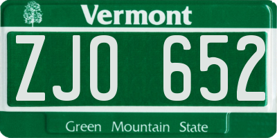 VT license plate ZJO652