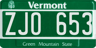 VT license plate ZJO653