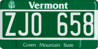 VT license plate ZJO658