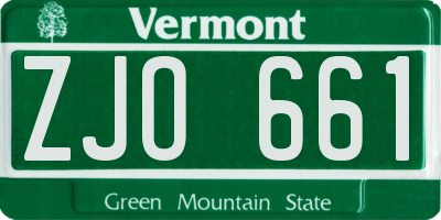 VT license plate ZJO661