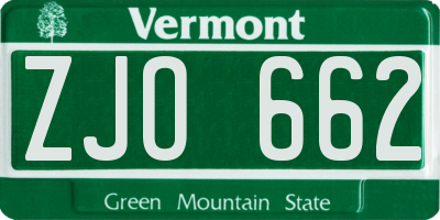 VT license plate ZJO662