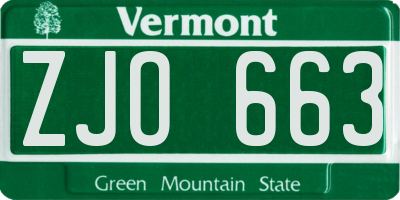 VT license plate ZJO663