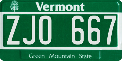 VT license plate ZJO667