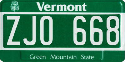 VT license plate ZJO668
