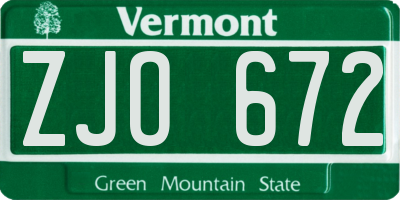 VT license plate ZJO672