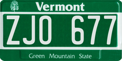 VT license plate ZJO677