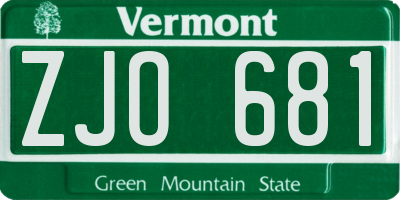 VT license plate ZJO681