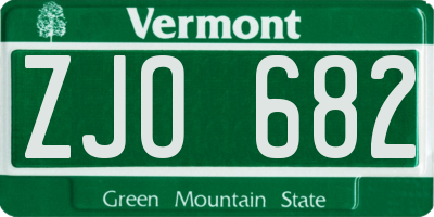 VT license plate ZJO682