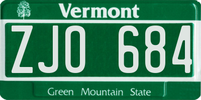 VT license plate ZJO684