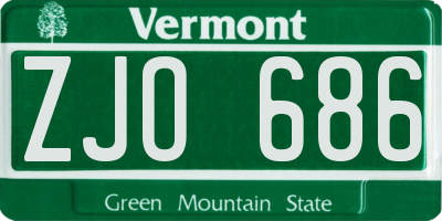 VT license plate ZJO686