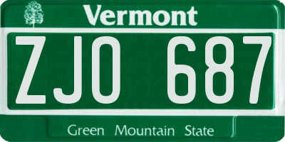 VT license plate ZJO687