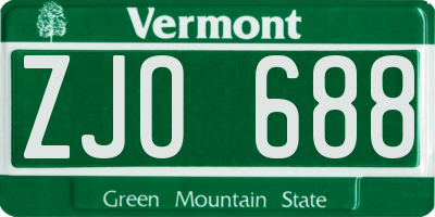 VT license plate ZJO688