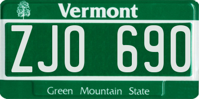 VT license plate ZJO690