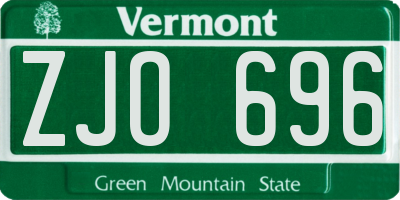 VT license plate ZJO696