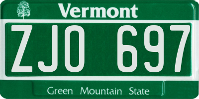 VT license plate ZJO697
