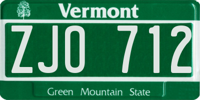 VT license plate ZJO712