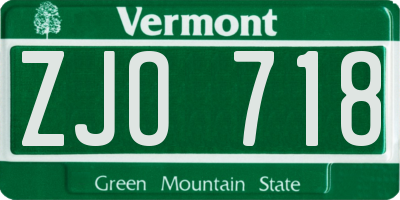 VT license plate ZJO718