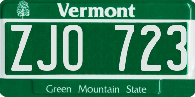 VT license plate ZJO723