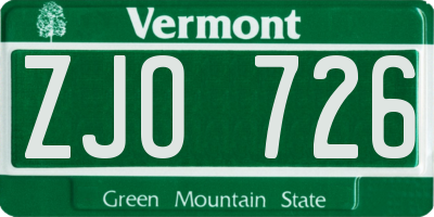 VT license plate ZJO726