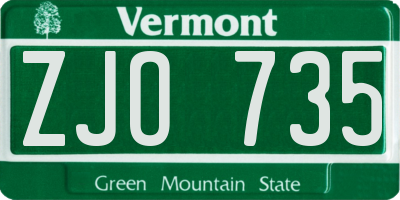 VT license plate ZJO735