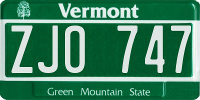 VT license plate ZJO747
