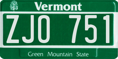 VT license plate ZJO751