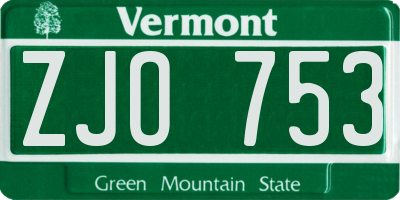 VT license plate ZJO753