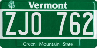 VT license plate ZJO762