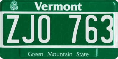 VT license plate ZJO763