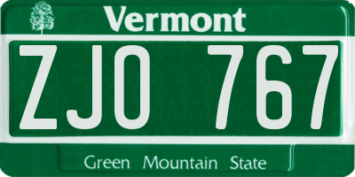 VT license plate ZJO767