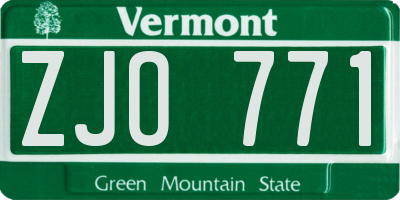 VT license plate ZJO771