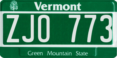 VT license plate ZJO773